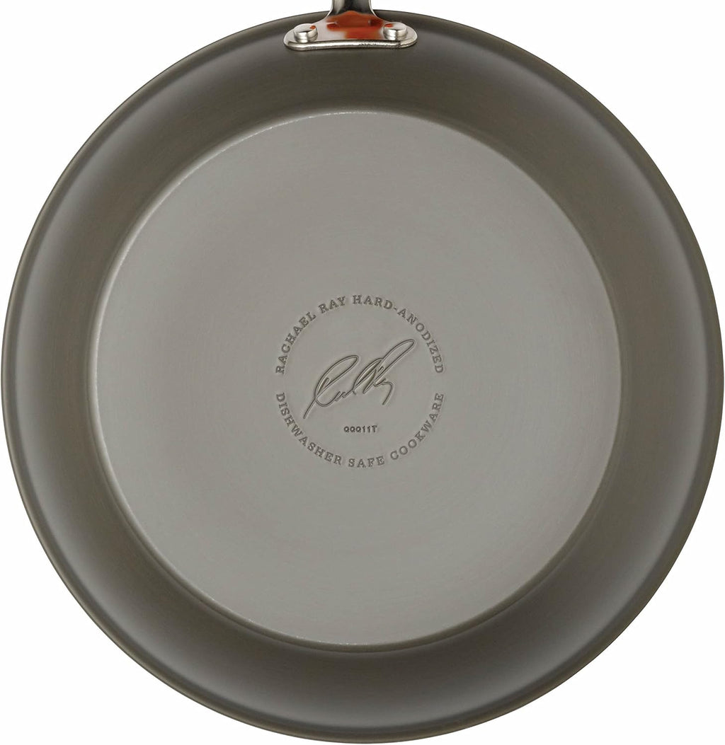 Rachael Ray - 87630 Rachael Ray Cucina Hard Anodized Nonstick Cookware Pots and Pans Set, 12 Piece, Gray with Red Handles