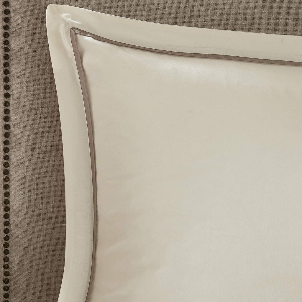 Madison Park Essentials Room in a Bag Faux Silk Comforter Set - Luxe Diamond Tufting All Season Bedding, Matching Curtains, Decorative Pillows, Ivory Queen(90'x90') 24 Piece