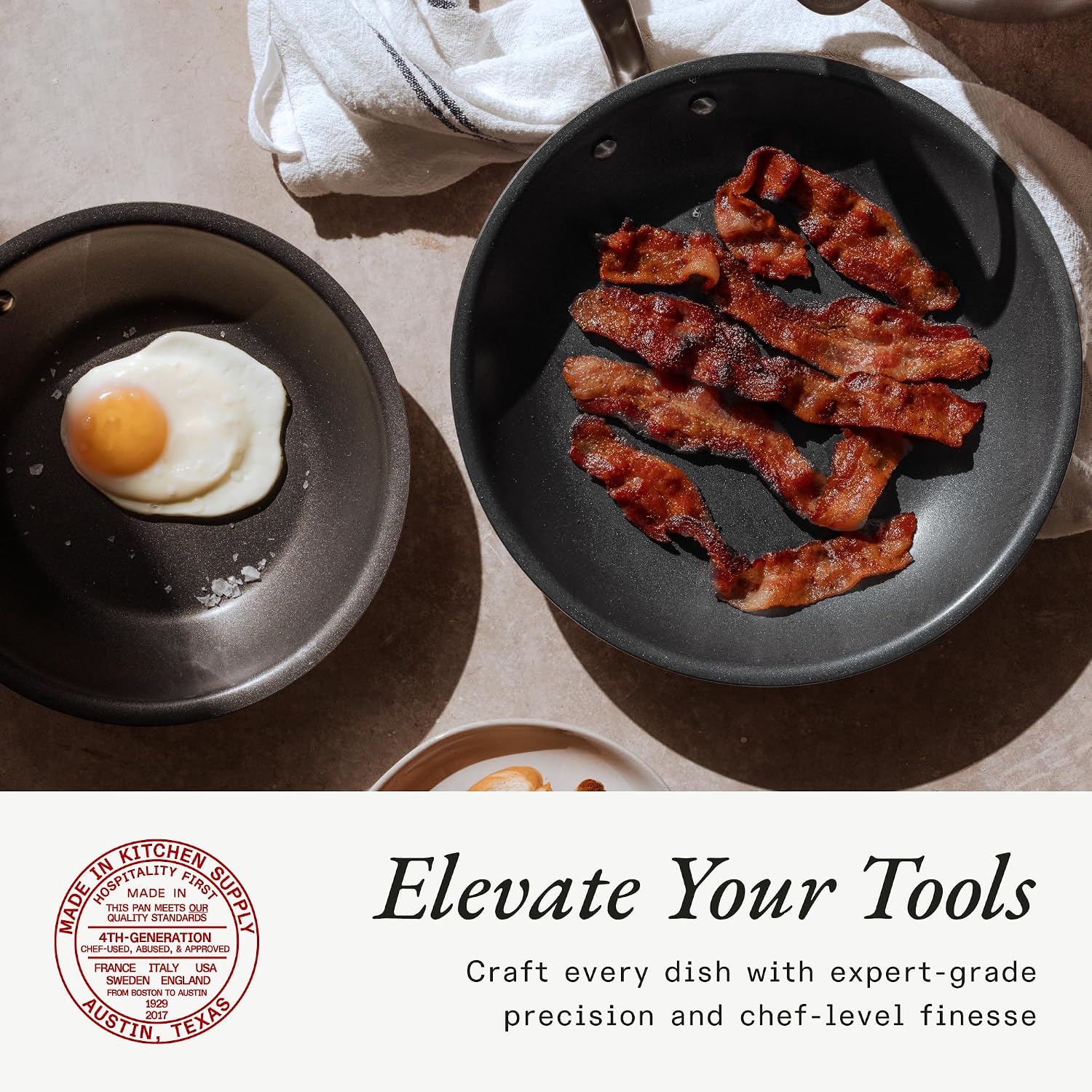 Made In Cookware | ProCoat Non Stick 3 Piece Frying Pan Set (Includes 8', 10', 12') | 5 Ply Stainless Clad | Professional Cookware | Crafted in USA | Induction Compatible | (Graphite)