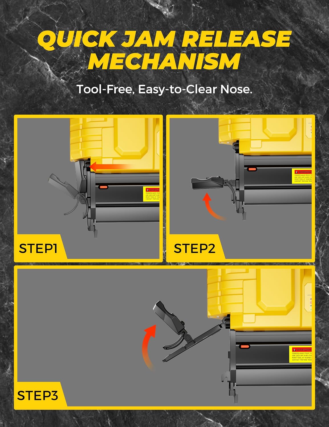 DeForce 18GA Cordless Brad Nailer, 2' Nail Gun for Dewalt 20V Max Battery, 2 IN 1 Electric Stapler, 2026 Upgraded Tool-Free Jam Release, 2 Modes, Adjustable Depth, 1000pcs Nails(No Battery), Yellow