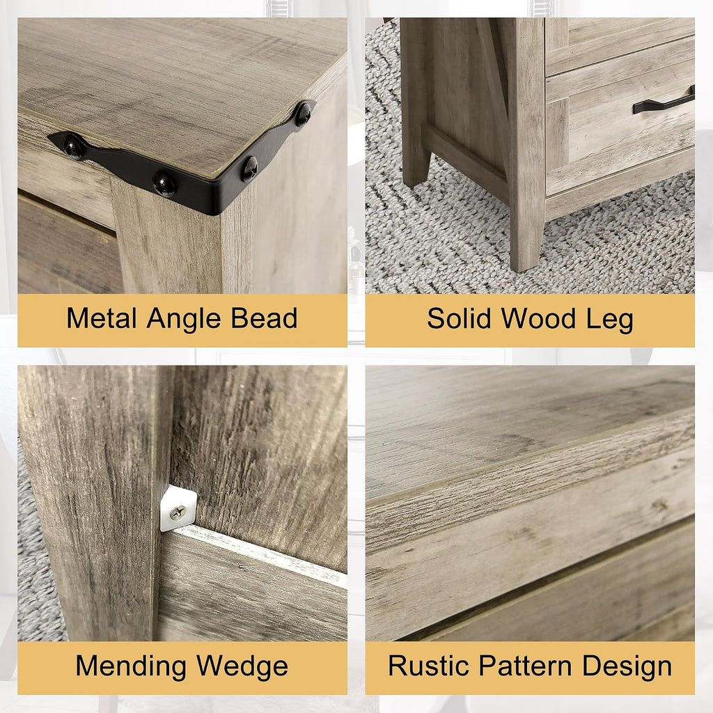 NEDYO 3PCS Dresser and Nightstand Sets, Farmhouse Dresser Set, 4 Drawer Dresser and 2 Drawer Nightstand Set of 2 with USB, Rustic Wooden Dresser Set for Bedroom. Light Rustic Oak