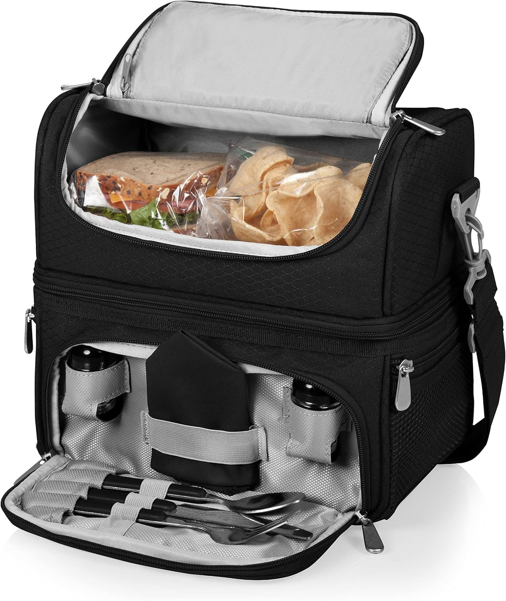 PICNIC TIME Disney Nightmare Before Christmas Jack Pranzo Lunch Bag, Insulated Lunch Box with Utensil Set, Lunch Cooler Bag, (Black)