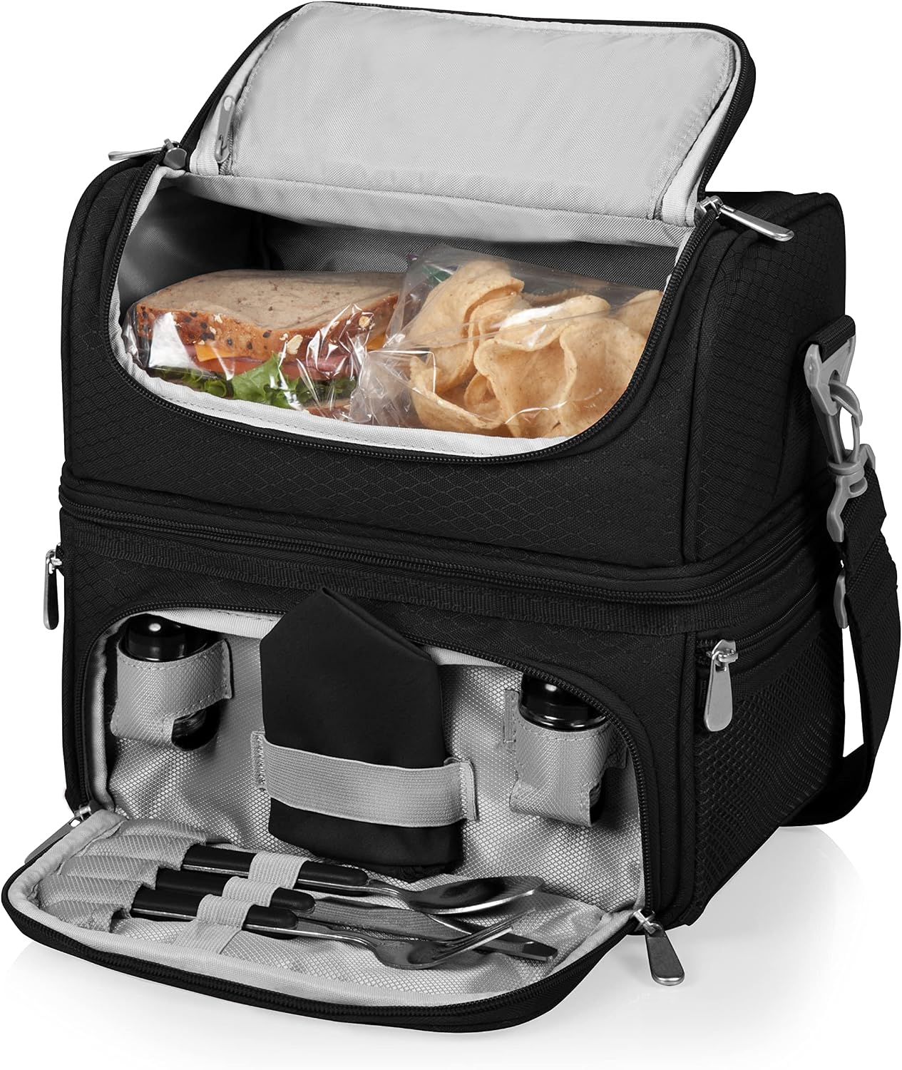 PICNIC TIME Disney Nightmare Before Christmas Jack Pranzo Lunch Bag, Insulated Lunch Box with Utensil Set, Lunch Cooler Bag, (Black)