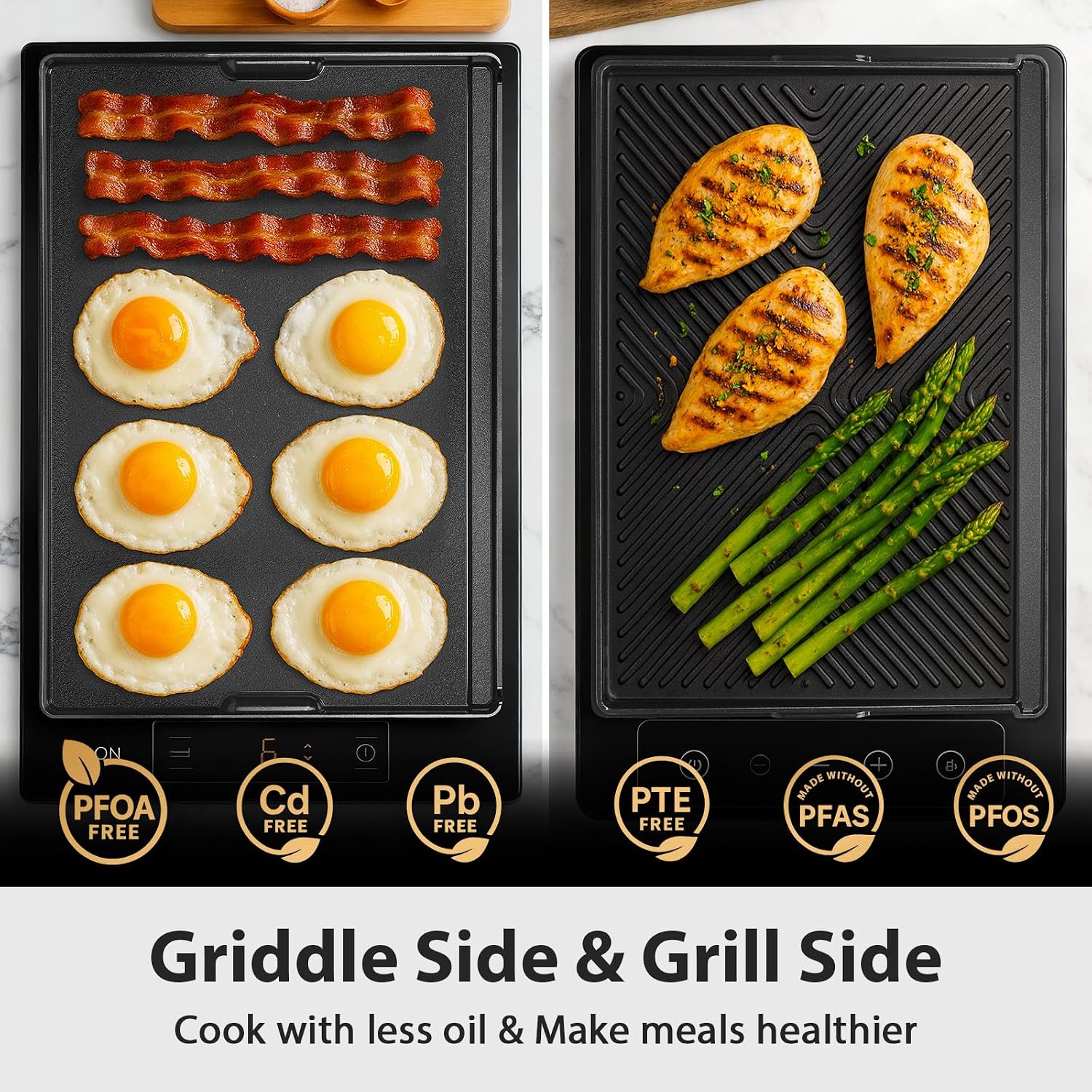 Utheer Griddle Combo Set, Cast Aluminum Flat Top Griddle with 23' x 16' Ceramic Nonstick Stove Top Griddle and Large Grill Griddle, Fast Heating Indoor Outdoor Griddle for Gas Grill, BBQ and Camping