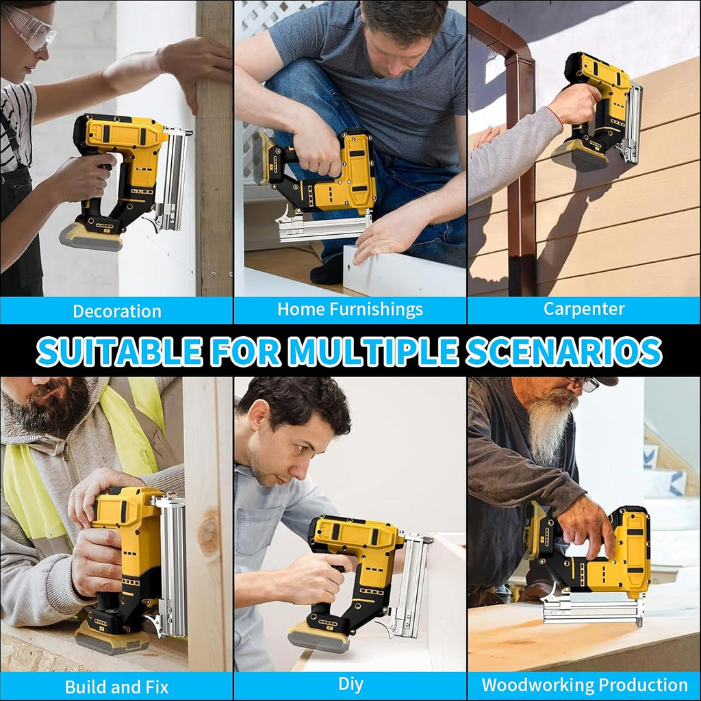 18GA Cordless Brad Nailer, 2-in-1 Electric Nail Gun & Staple Gun for Dewalt 20V MAX Battery, Brushless Motor with 1000 Nails for Woodworking Home Improvement (Battery Not Included)