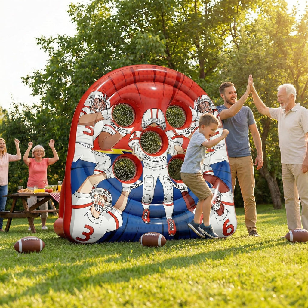 6FT Giant Inflatable Football Target Toss Game - Fun Indoor & Outdoor Yard Games for Kids & Adults, Football Party Throwing Games, Carnival Games, Camping & Tailgate Lawn Activities
