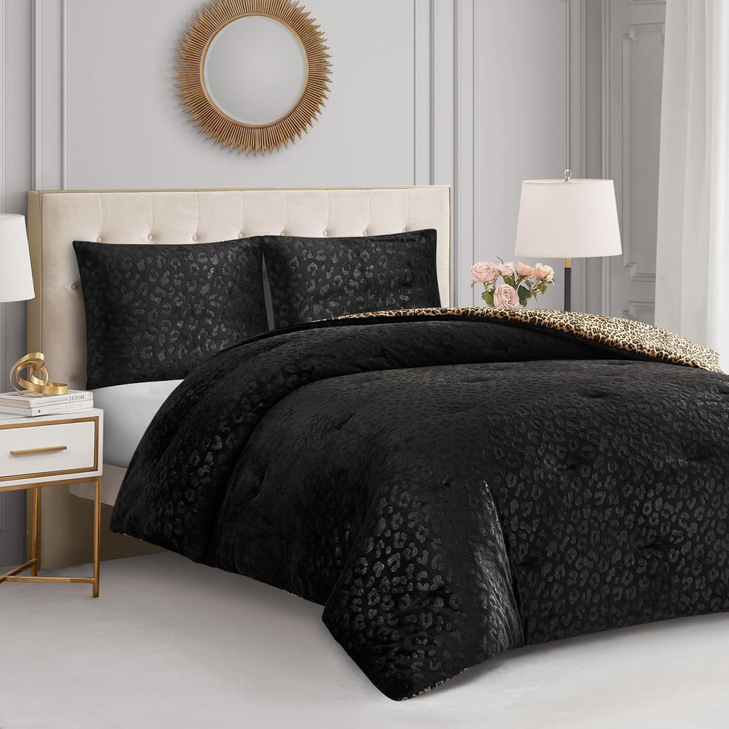 Juicy Couture Embossed Leopard with Royal Leopard Reversible Twin/Twin XL Comforter Set - 2 Piece Stylish Bedding Ensemble