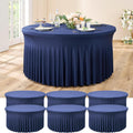 6 pk Navy Blue Round Spandex Tablecloths 60 in with Ruffled Skirt,Wrinkle Free High-Stretch 120 inch Table Cloth Round Fitted 5ft Tables,Spandex Table Covers 5ft for Forest Party Wedding Banquet