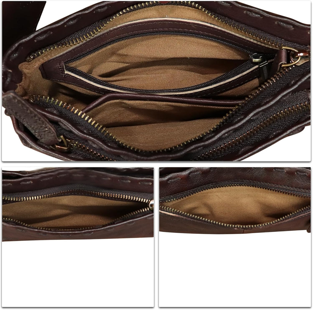 Genuine Leather Waist Bag Fanny Packs Hip Bag for Women and Men Real Leather Small Fanny Bag Sling Bag Crossbody Bags Chest Purses (Coffee)