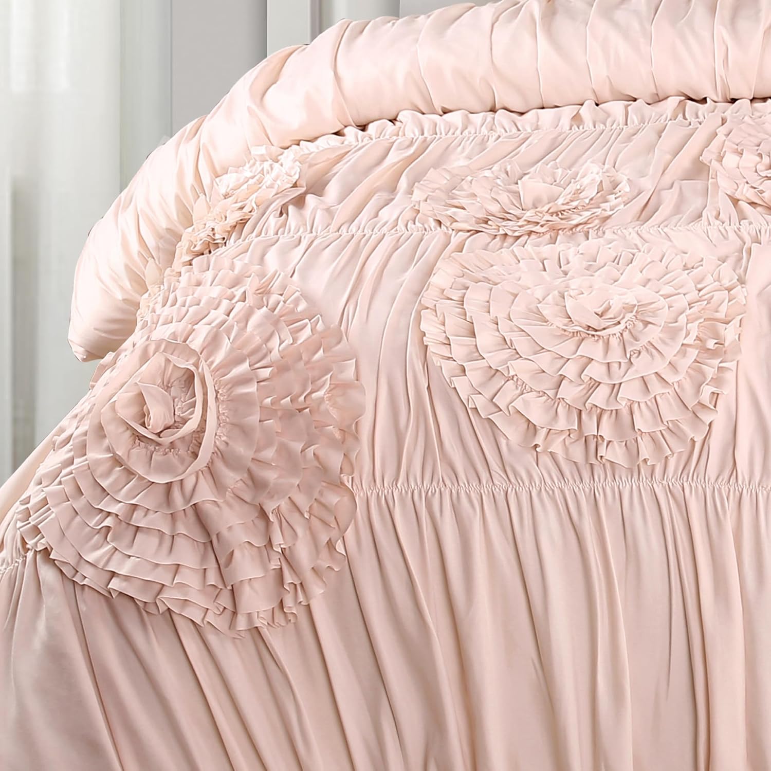 Lush Decor Serena Comforter Set, 2 Piece Set, Twin XL, Blush - Pink Bedding Set Twinxl - Cute Comforter Twin XL Size - Coquette Dorm Decor
