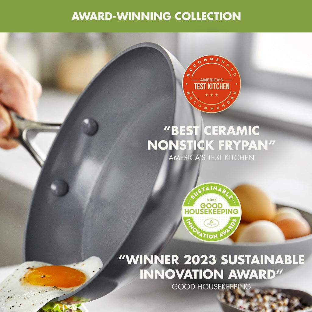 GreenPan Valencia Pro Hard Anodized Healthy Ceramic Nonstick 4.5QT Saute Pan Jumbo Cooker with Lid, PFAS-Free, Induction, Dishwasher Safe, Oven Safe, Gray