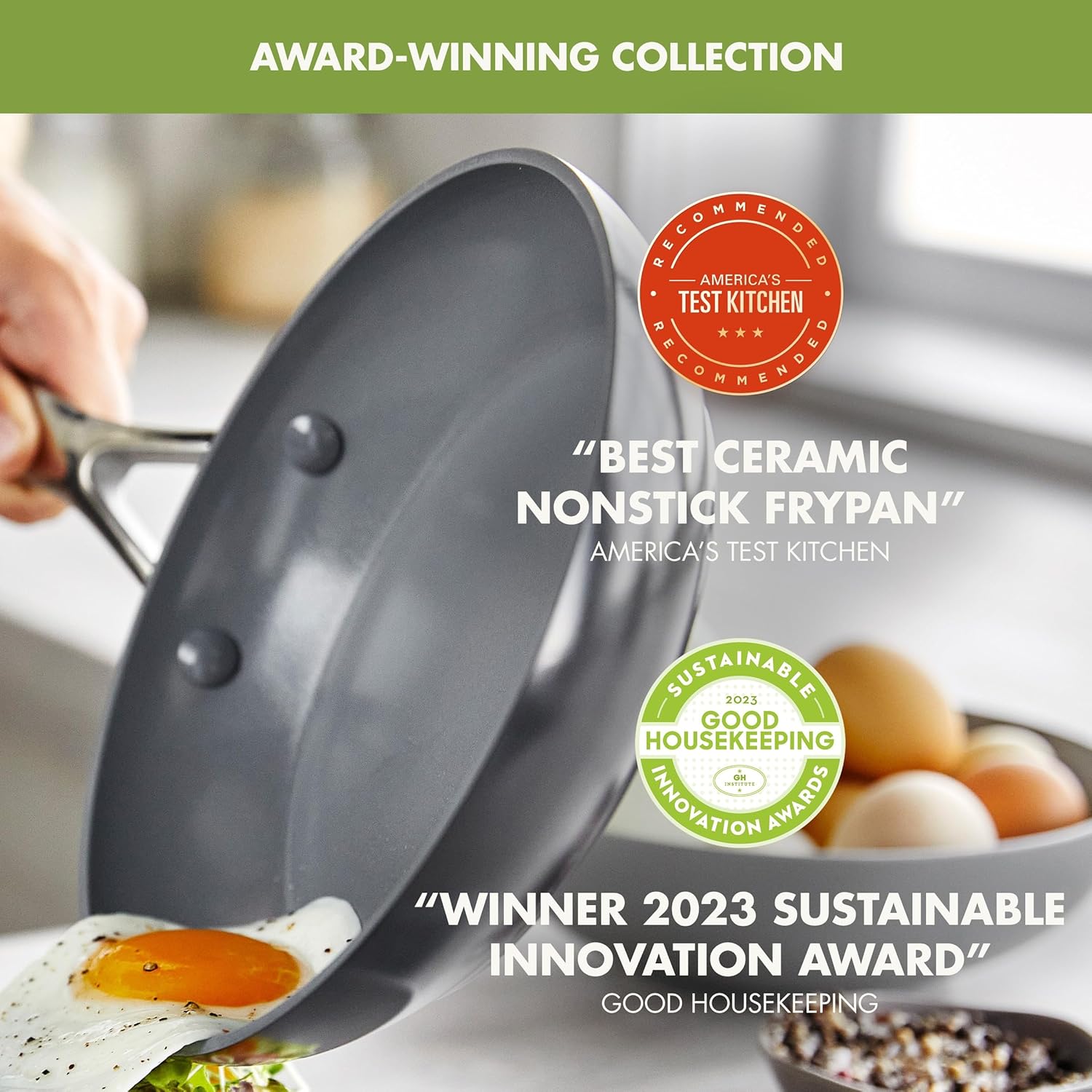 GreenPan Valencia Pro Hard Anodized Healthy Ceramic Nonstick 4.5QT Saute Pan Jumbo Cooker with Lid, PFAS-Free, Induction, Dishwasher Safe, Oven Safe, Gray