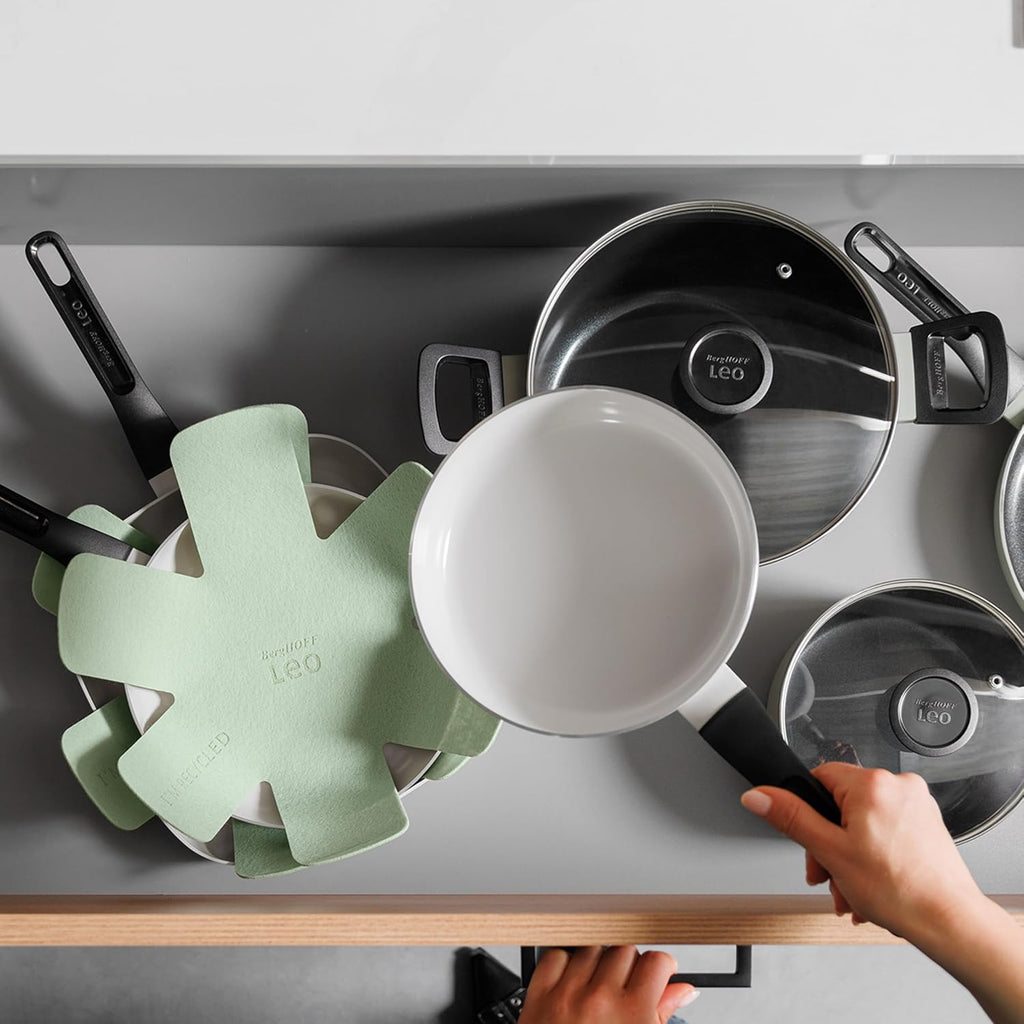 Berghoff Leo Glints 2Pc Nonstick Ceramic Large Frying Pan Set Recycled Aluminum CeraGreen Non-toxic Coating Stay-cool Handle Induction Pans, Spirit