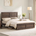 KISLOT Wood Bed Frame, Full Size Wooden Platform Bed Frame with Headboard and Footboard Mattress Foundation Farmhouse Bedroom Furniture No Box Spring Needed