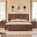 ACCOHOHO Farmhouse Queen Size Bed Frame with 52' Tall Headboard, Wood Platform Bedframe with Footboard and Storage Drawers, No Squeak, No Box Spring Needed, Brown