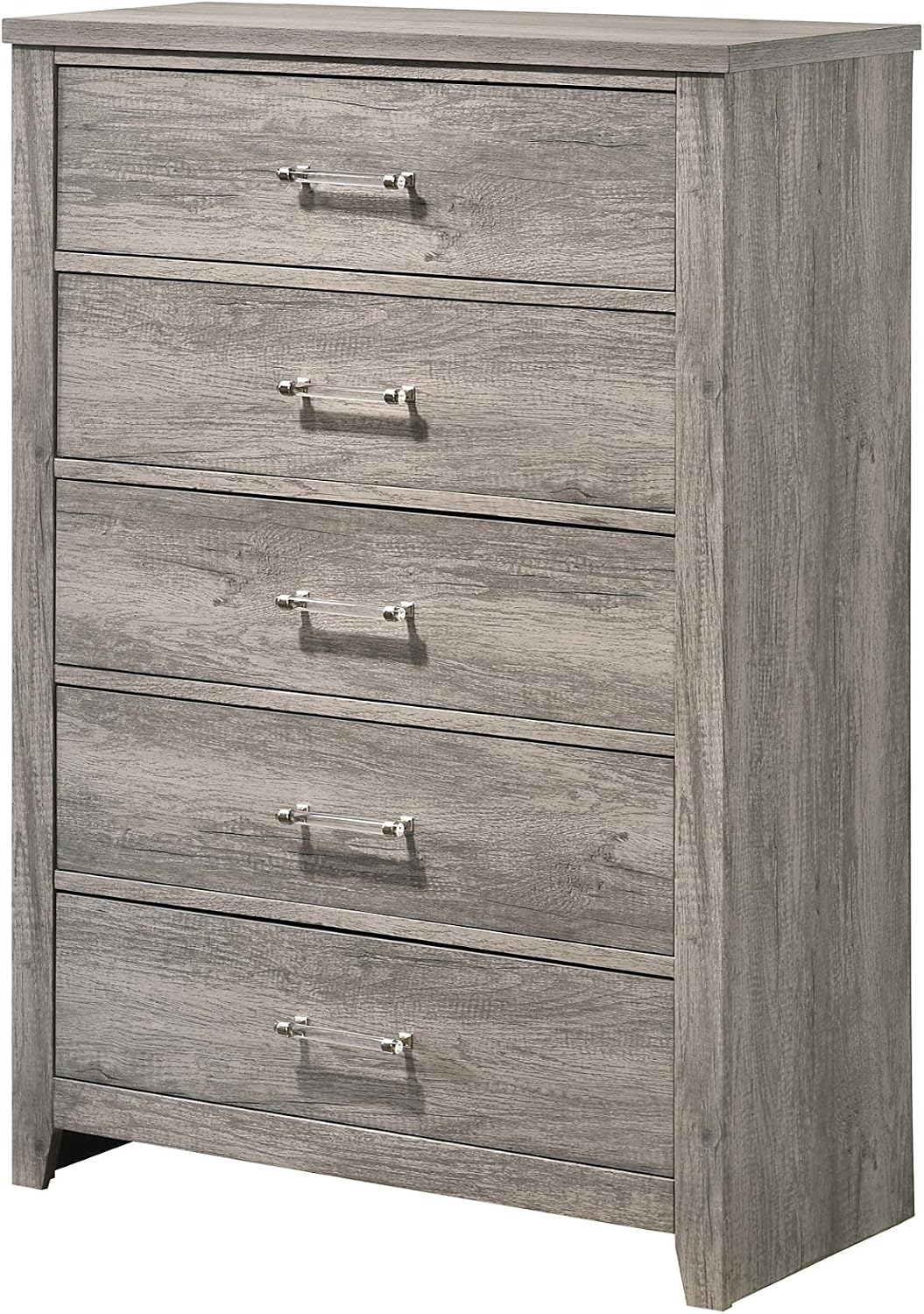Kings Brand Furniture – Balta 6-Piece Queen Size Gray Bedroom Set. Bed, Dresser, Mirror, Chest & 2 Nightstands