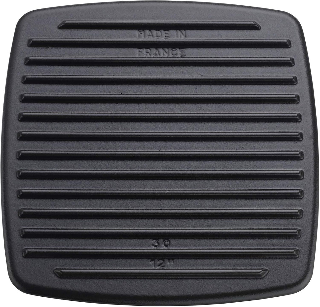 Staub Cast Iron 10.3-inch Square Grill Press - Matte Black (Fits 12-inch Grill Pan)