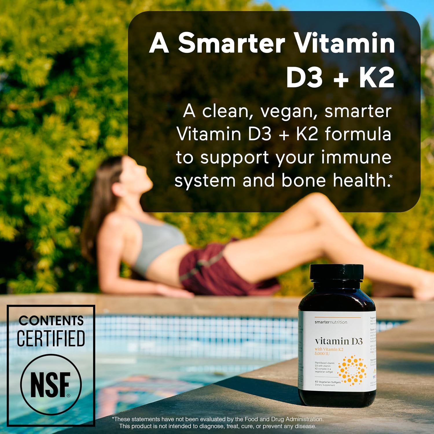 SMARTERNUTRITION Vegan Vitamin D3 5000 IU + Natural Vitamin K2 1100 mcg in Organic Coconut & Olive Oil - D3 K2 Supplement for Immune & Bone Support - 360 Softgels[180 Day Supply]