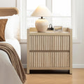 SICOTAS Night Stand Fluted Nightstands with Charging Station- Modern 2 Drawers Nightstand 25' Tall Bedside Table End Table, Large Night Stands for Bedroom, Sofa Side (Light Oak, 1 Piece)