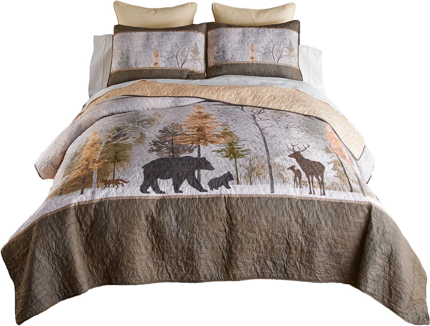Donna Sharp Dawn Mist Polyester Bedding Set - 3-Piece King Size Quilt Set - Includes 1 Quilt and 2 King Pillow Shams - Machine Washable - Traditional Design