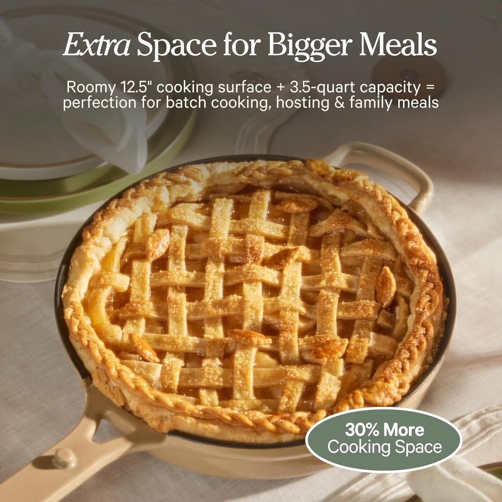 Our Place Large Always Pan | 12.5' Ceramic Pan with Modular Lid & Beechwood Spatula | Patented 10-in-1 Nonstick, Non-Toxic Cookware Made Without PFAS | Induction & Oven-Safe up to 450°F | Steam