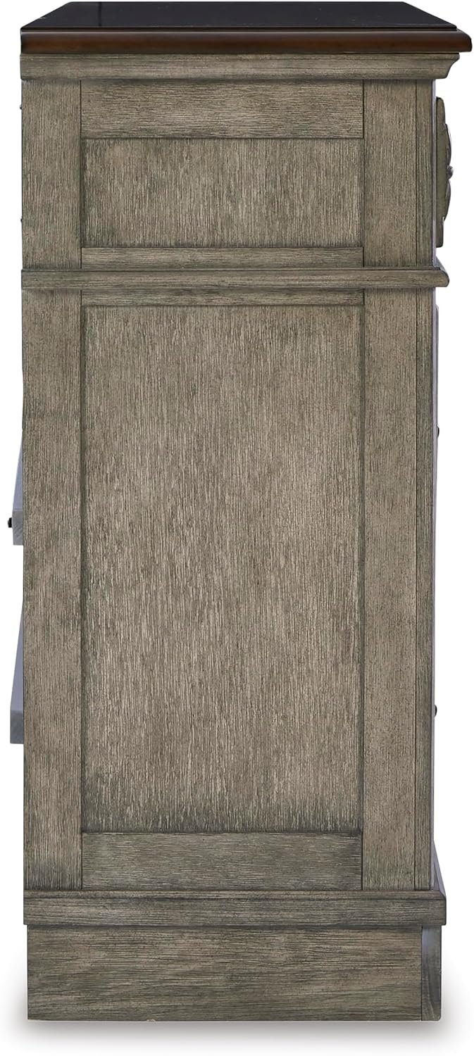 Signature Design by Ashley Lodenbay Casual Smooth-Gliding 7-Drawer Dresser and Mirror with Safety Stop, Light Gray & Dark Brown