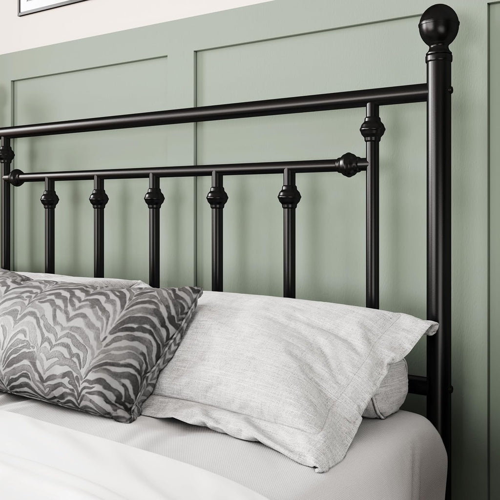 Allewie 14 Inch Full Size Metal Platform Bed Frame with Victorian Vintage Headboard and Footboard/Mattress Foundation/Under Bed Storage/No Box Spring Needed/Easy Assembly/Noise Free/Black