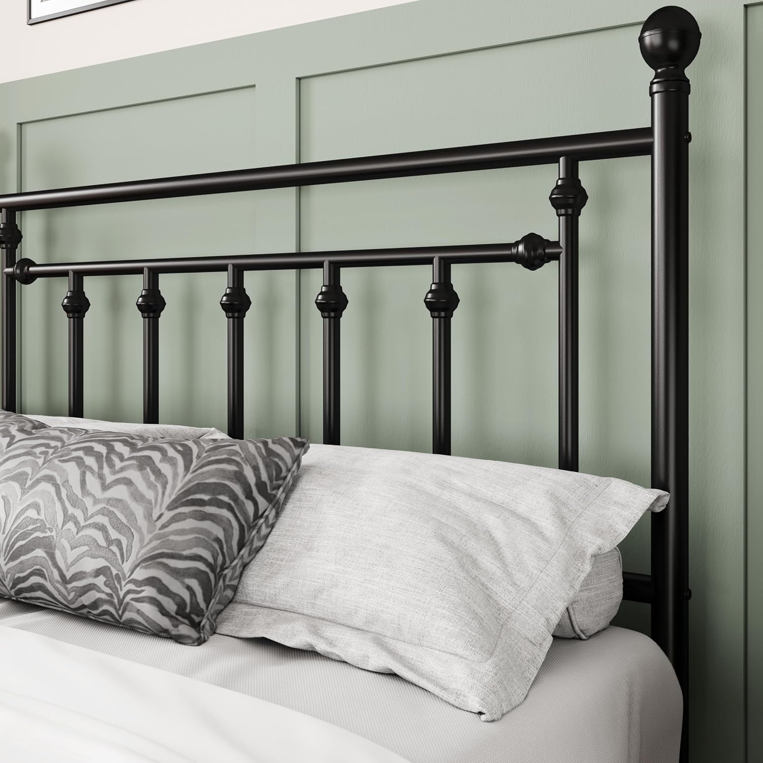 Allewie 14 Inch Full Size Metal Platform Bed Frame with Victorian Vintage Headboard and Footboard/Mattress Foundation/Under Bed Storage/No Box Spring Needed/Easy Assembly/Noise Free/Black