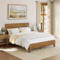 Cozyman Queen Bed Frame with Headboard, 100% Solid Acacia Wood Platform, 800lb Heavy Duty Support with 10 Reinforced Legs, Noise-Free No Box Spring Needed, Low-Profile Design, Dark Wood