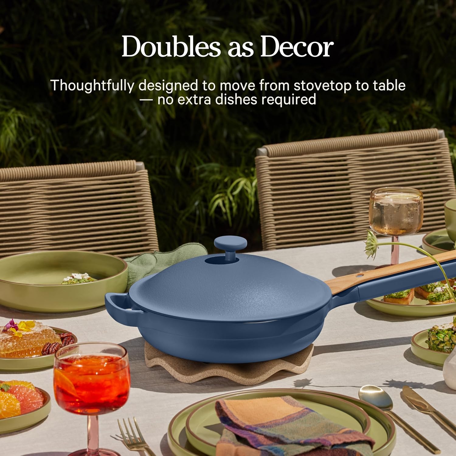 Our Place Always Pan 2.0-10.5' (2.6 Qt) Nonstick, Toxin-Free Ceramic Cookware | Patented 10-in-1 Aluminum Frying & Sauté Pan | Safe for Oven, Induction & All Cooktops up to 450°F | Blue Salt