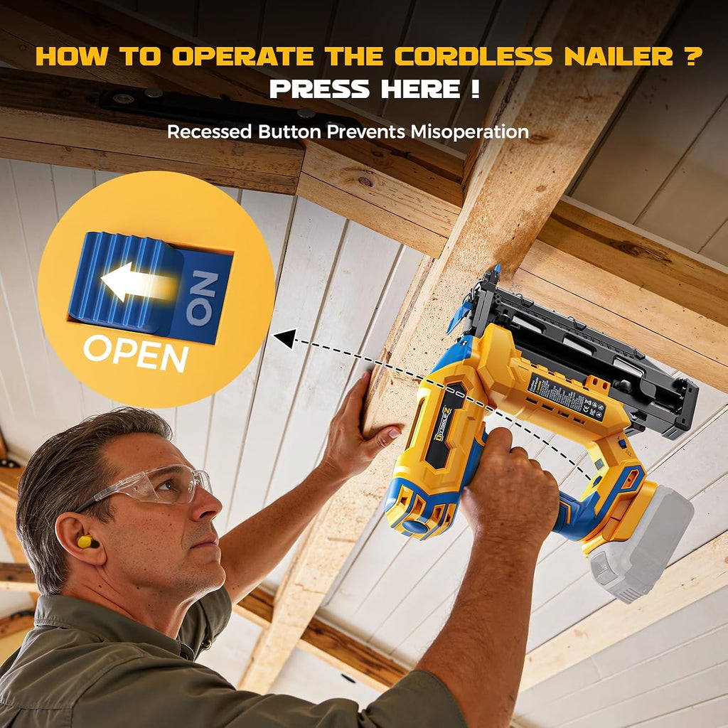 Cordless 16GA Finish Nailer Compatible with Dewalt Battery, 3/4 to 2-1/2 Inch Straight Power Motor Tool 20V,Tool-Free Adjustment, Dual Firing Modes Brad Nail Gun for Finish Work, Tool Only, 5.7LBS