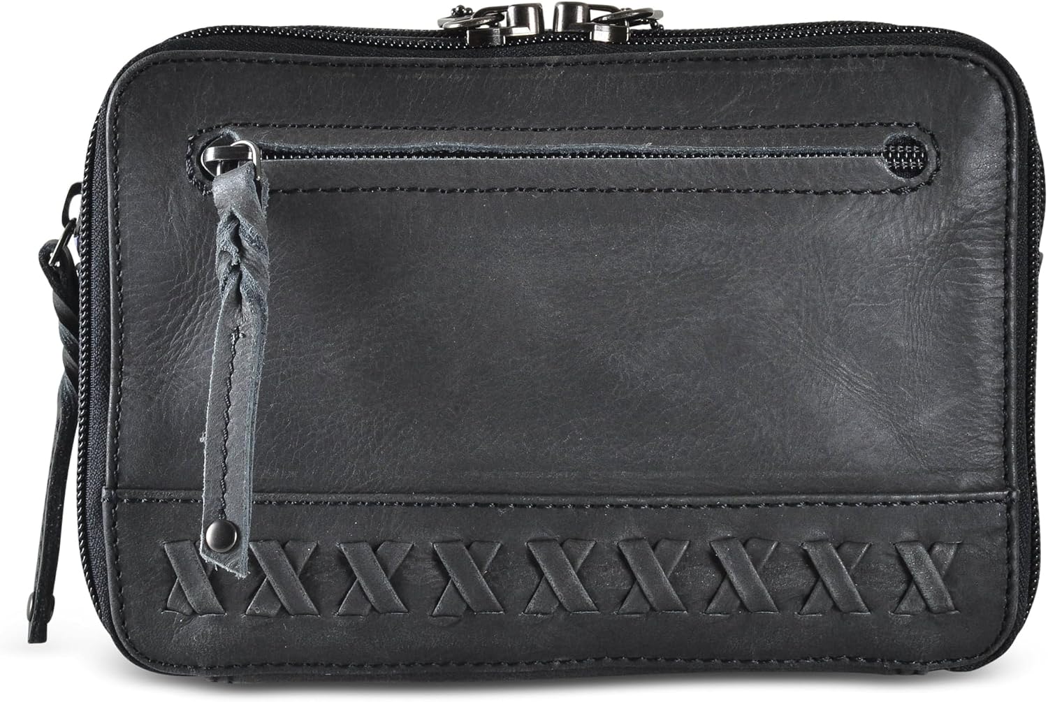 Kailey Concealed Self Defence Waist Bag by Lady Conceal - Buffalo or Suede Cowhide Leather, 3 Open Sides and YKK Locking Zippers with Universal Holster (Black) - 8' L x 5.5' H x 2.25'