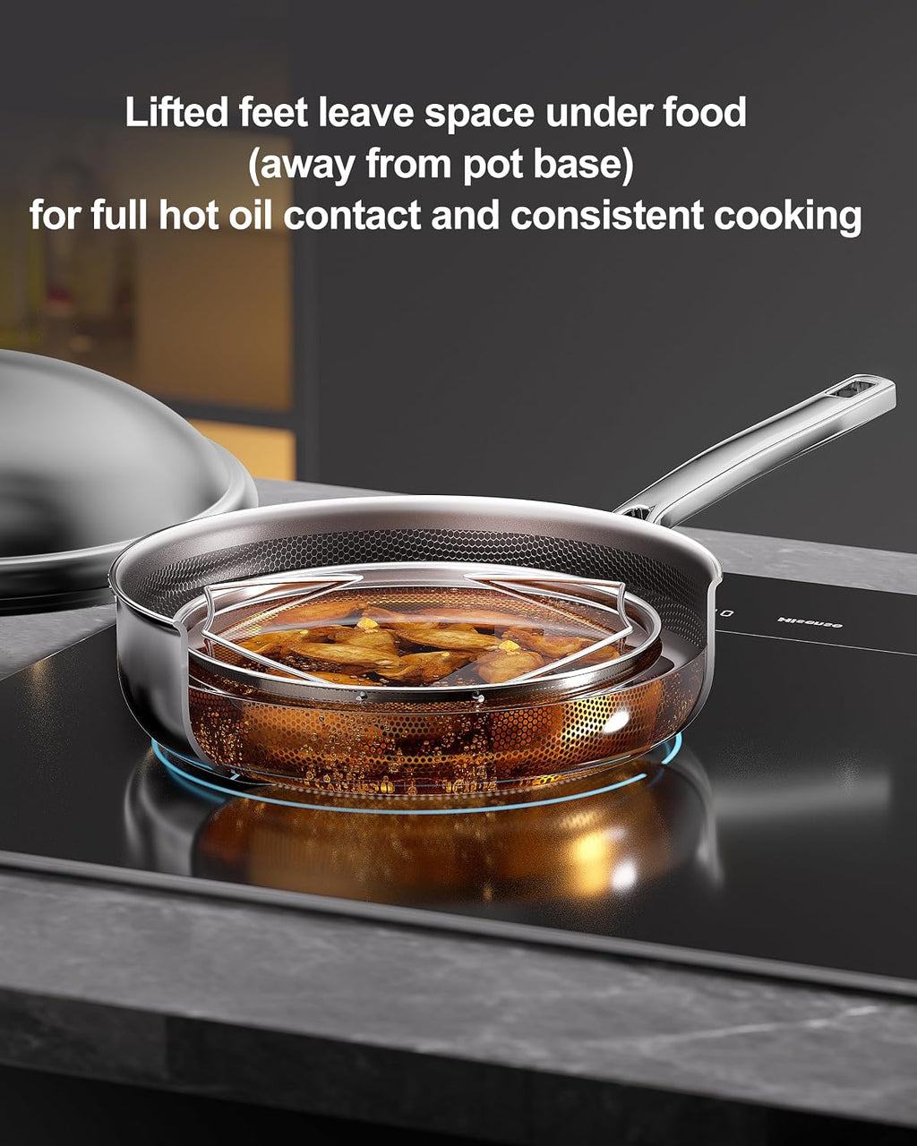 FogDream Titanium Non Stick Frying Pan, 10in Tri-Ply Stainless Steel Deep Saute Pan, 10 Piece All-in-One Cookware Set, Stay Cool Handle, Dishwasher & Oven-Safe,Induction Compatible,Silver