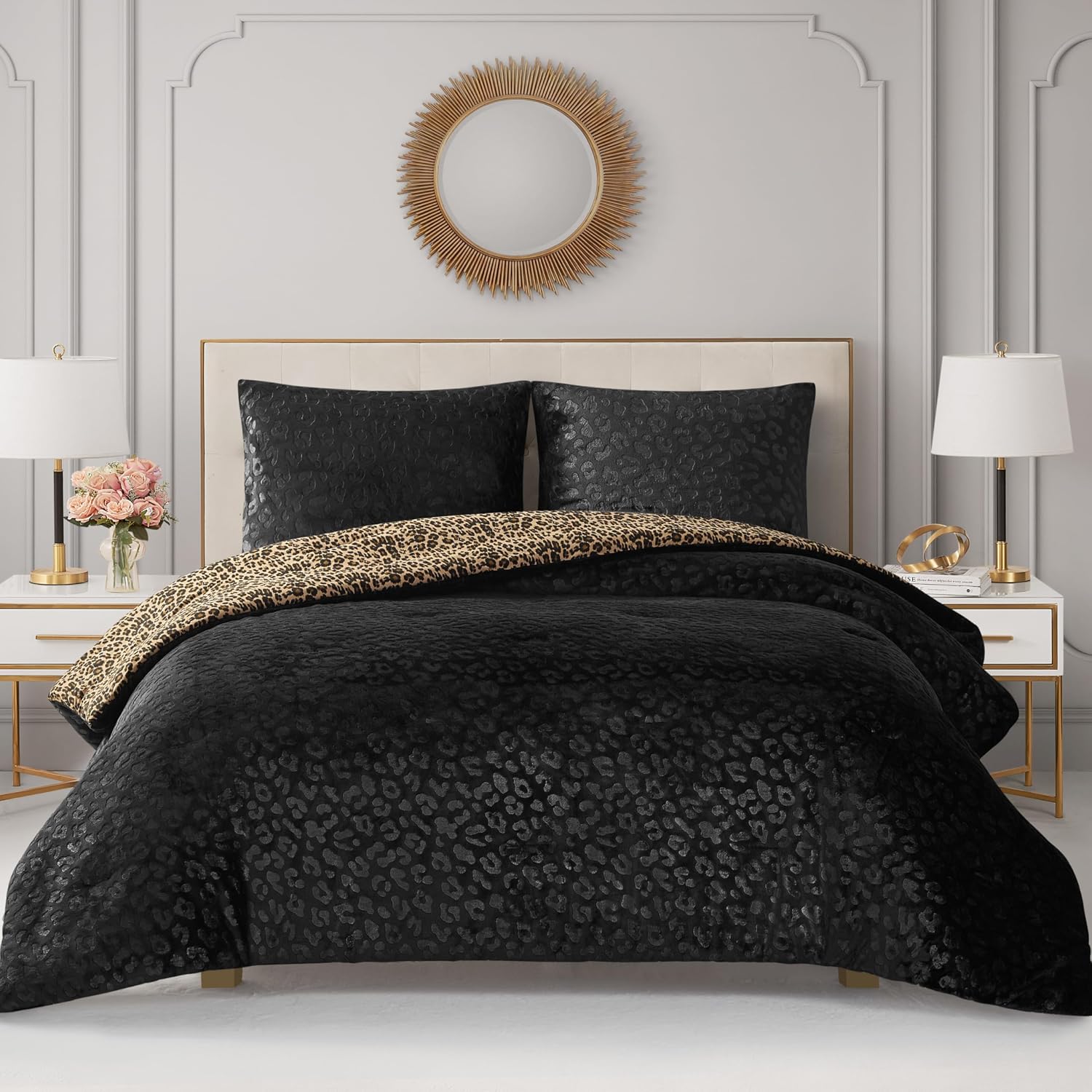 Juicy Couture Embossed Leopard with Royal Leopard Reversible Twin/Twin XL Comforter Set - 2 Piece Stylish Bedding Ensemble