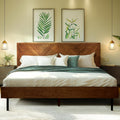 Acacia Alander King Bed Frame and Headboard Solid Wood Platform Bed, Scandinavian Signature Wood Bed Compatible with All Mattress Types, Bed Frame King Bedroom Furniture, Wood Slats Support, Walnut