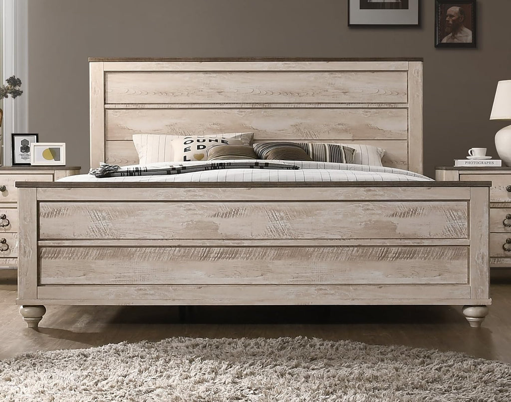 Roundhill Furniture Amerland Contemporary White Wash Finish 5-Piece Bedroom Set,