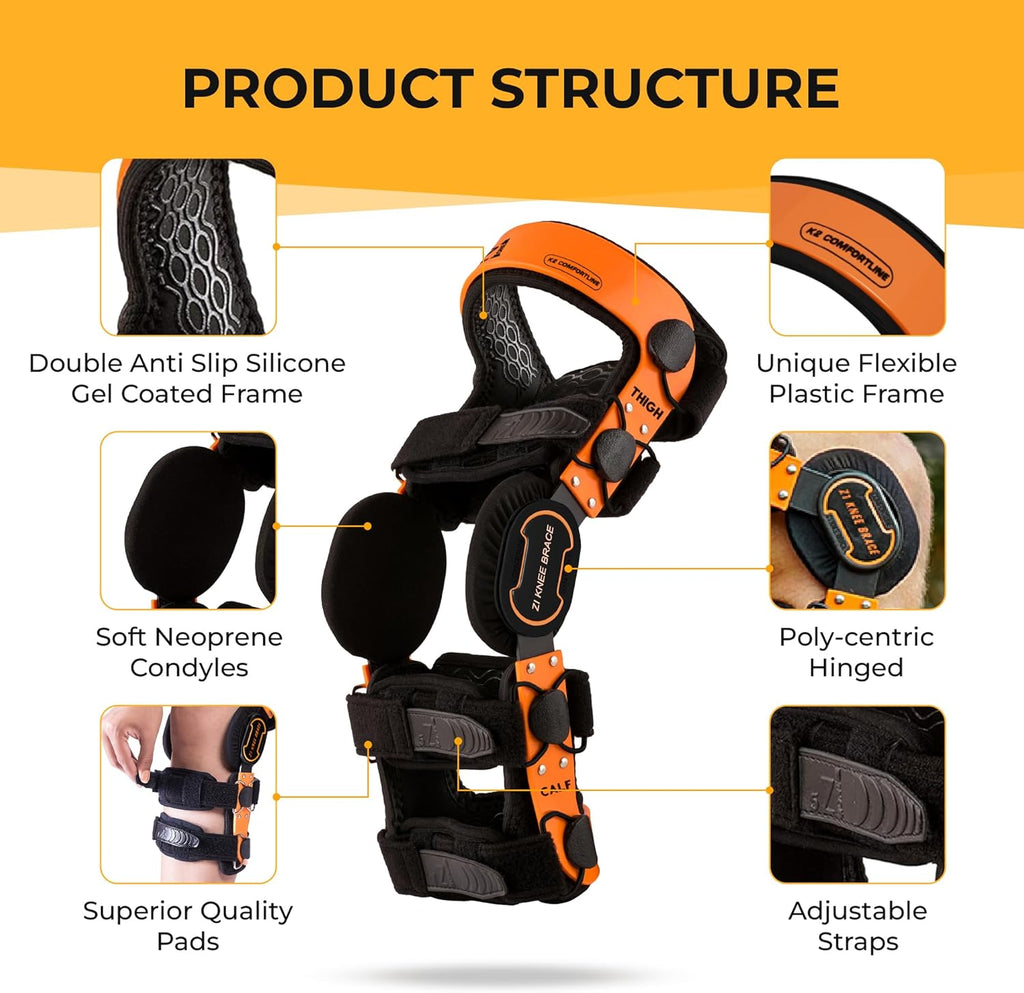 Z ONE Z1 K2 Comfortline Hinged Knee Brace for Men & Women – Knee Support for ACL, MCL, LCL, PCL, Ligament and Sports Injuries, Arthritis Pain, Meniscus Tear and Mild Osteoarthritis (S20)
