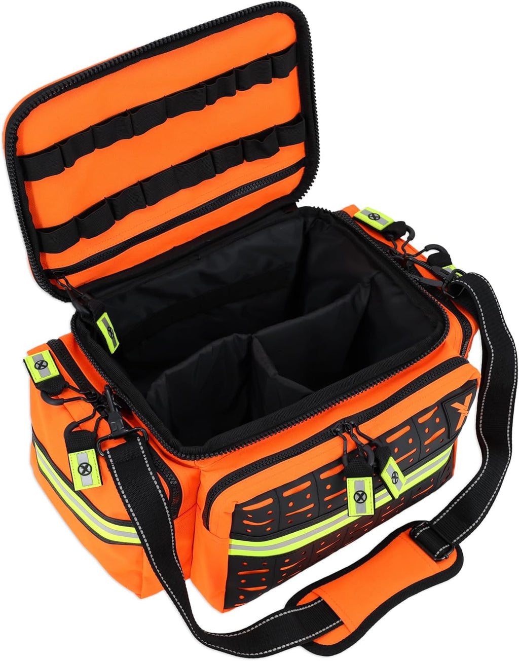 Lightning X Products Lightning X Mid-Sized First Responder EMT Bag | LXMB25 Fully Stocked Aid Kit w/ 200+ BLS Supplies - Orange