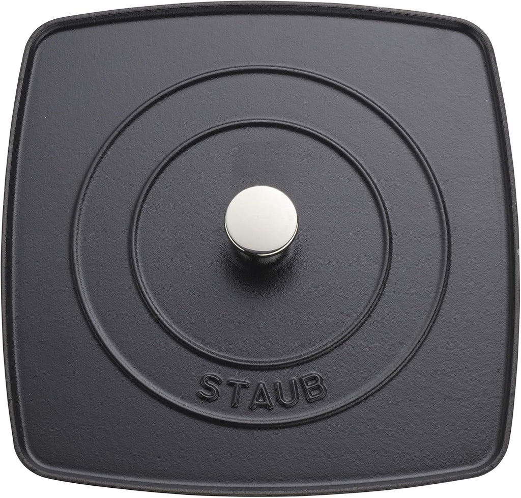 Staub Cast Iron 10.3-inch Square Grill Press - Matte Black (Fits 12-inch Grill Pan)