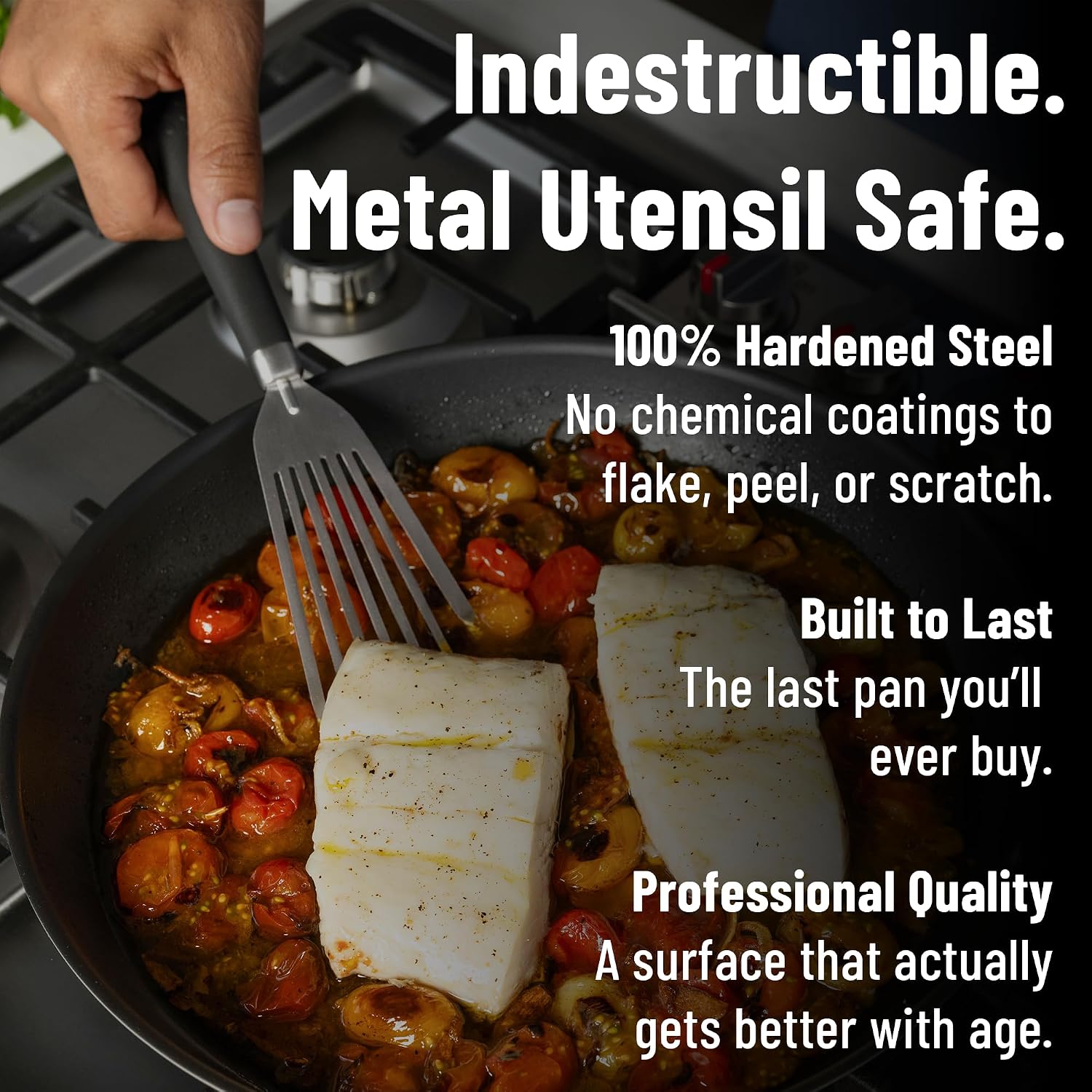 Misen Carbon Nonstick™ Skillet - Nitrided Carbon Steel - Professional Alternative to Teflon - 1100°F High Heat Ready - Easy Release - Induction, Oven, & Grill Safe - 10 Inch