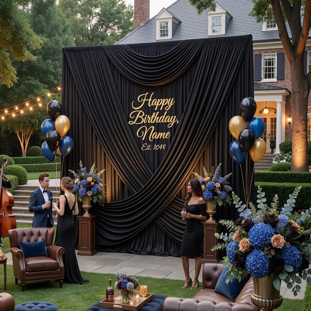 50ftx15ft Wrinkle Free Black Backdrop Curtain, 10 Panels 15FT Height Black Drapes for Wedding, Silky Polyester Polyester Back Drop Cloth Draping for Birthday Party Photography Background Party