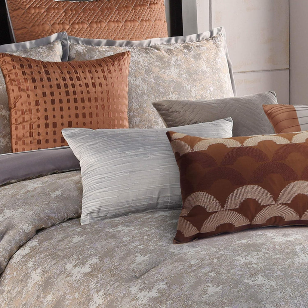 Riverbrook Home Elegant Collection Comforter Set, King, Aileen - Gray/Spice, 12-Piece Set