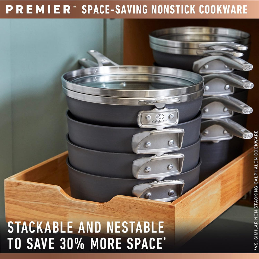 Calphalon® Premier™ Space-Saving Hard-Anodized Nonstick 12-Quart Stock Pot with Lid
