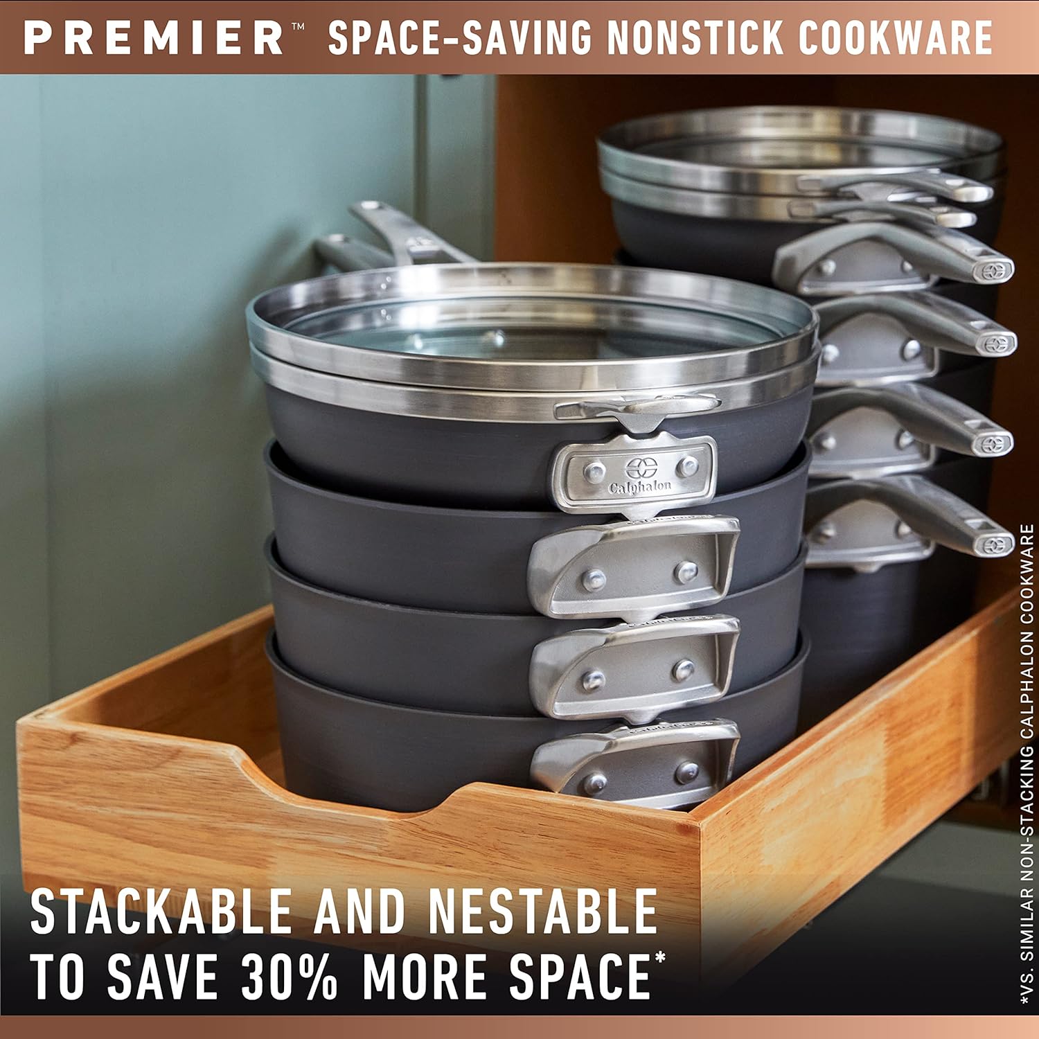 Calphalon® Premier™ Space-Saving Hard-Anodized Nonstick 12-Quart Stock Pot with Lid