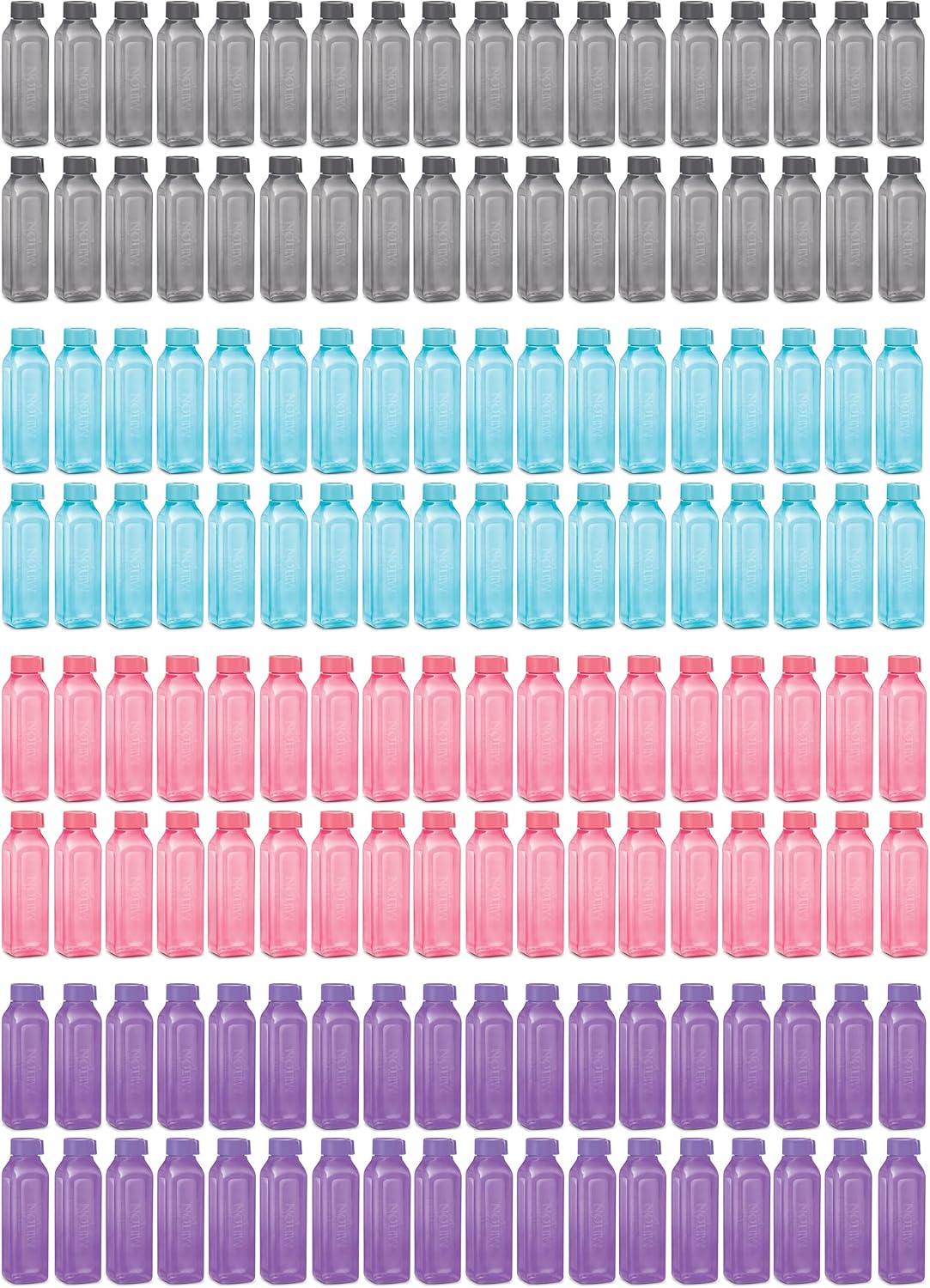 Sports Water Bottle Square Juice Box 144 Set 17 oz. Great for Juices Milk Smoothies Plastic Wide-Mouth Reusable Leak Proof Drink Bottle/Carton for School Bags Lunch Boxes Gym Flip Lid -BPA Free