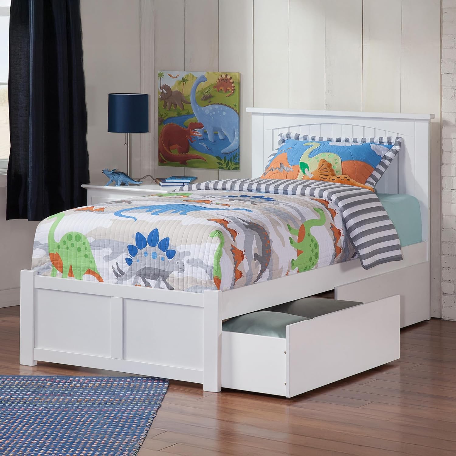 AFI, Nantucket Twin Platform Bed with Footboard & Storage Drawers, White