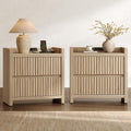 SICOTAS Night Stands Set of 2-Fluted Nightstands with Charging Station- Large Nightstand Bedside Table End Table with 2 Drawers, 25' Tall Mid Century Modern Night Stand for Bedroom, Sofa Side
