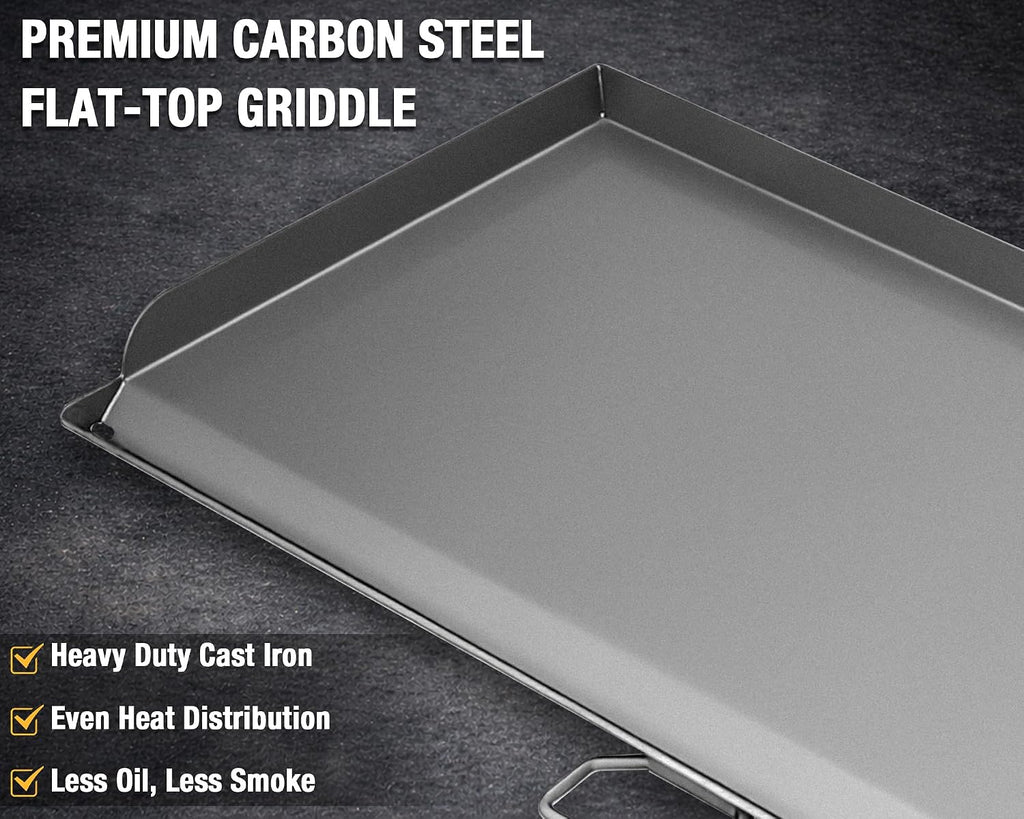 Hisencn Cast Iron Flat Top Fry Griddle for Camp Chef 3 Burner Stove, Griddle Top for Camp Chef Stove, GB90D, TB90LW, TB90, TB90LWG, TB90LWG15,SPG90B,CCH3,Portable Outdoor Stove Accessories,16 x 37 in