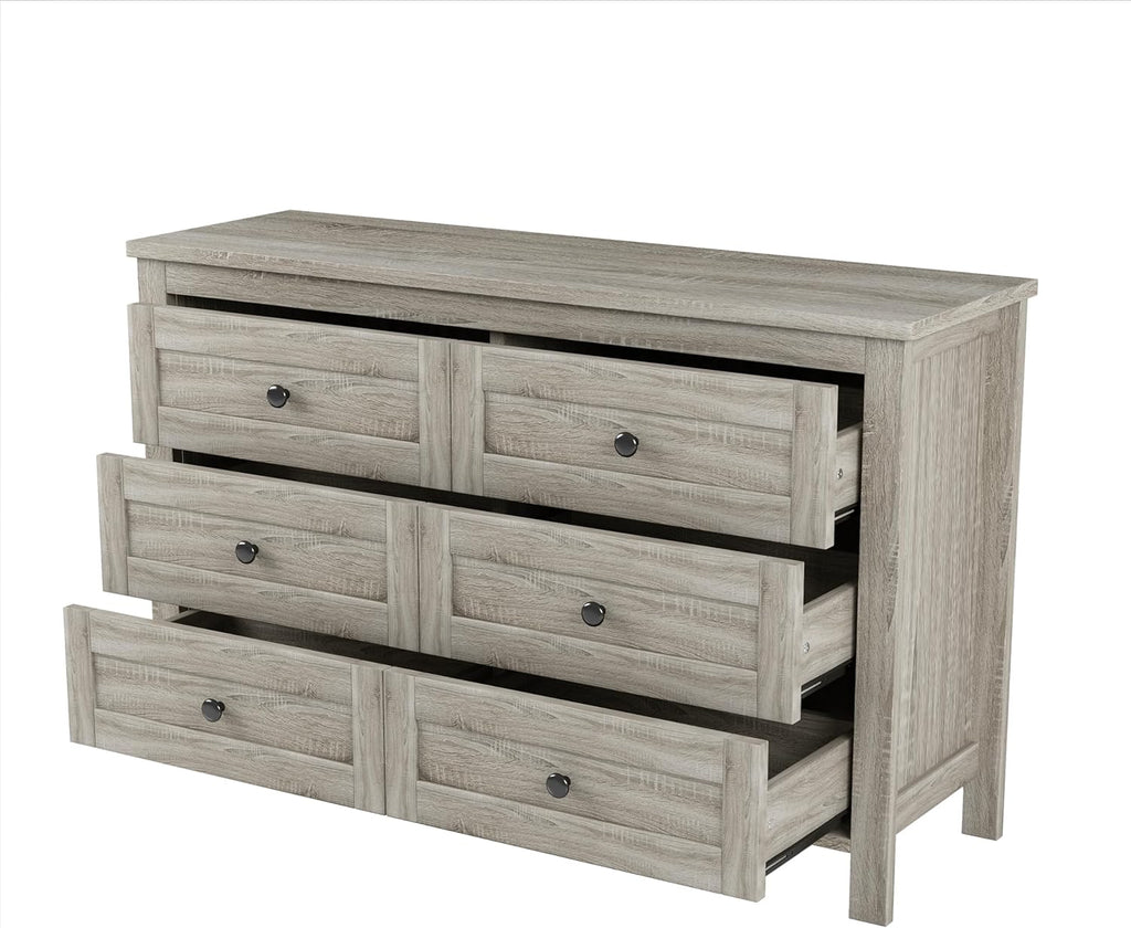Farmhouse Design 3-Pieces Bedroom Sets, Full Size Platform Bed with Storage Nightstand and Dresser, Solid Wood Platform Bed with Double Sliding Door Storage Headboard and Charging Station