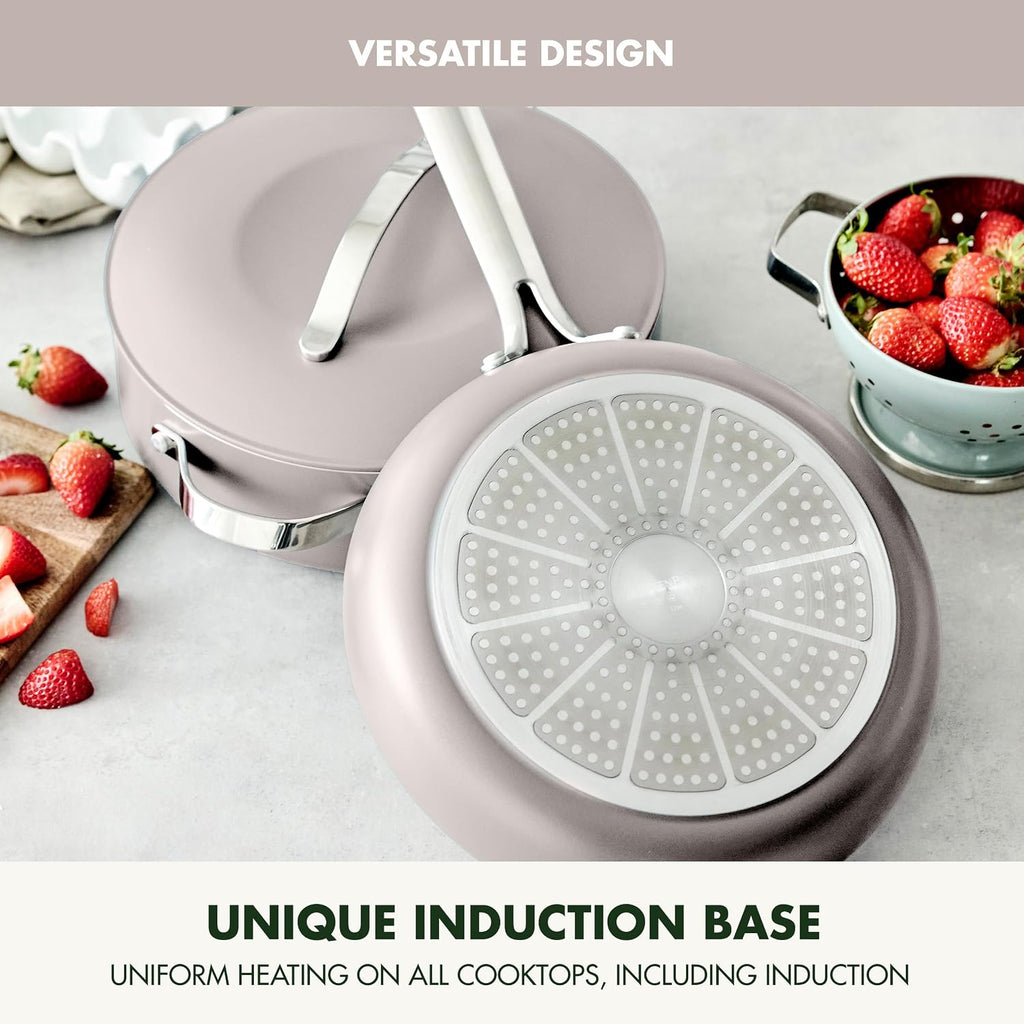 GreenPan Nova 10' Frying Pan Skillet and 4.37QT Sauté Pan with Lid, Oprah's Favorite Things 2024, PFAS-Free Ceramic Nonstick, Induction Suitable, Sear, Fry, Broil, Dishwasher & Oven Safe, Clay